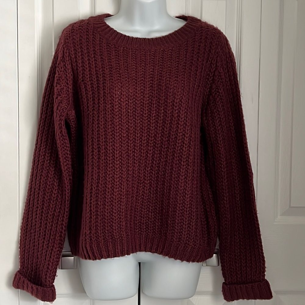 Noisy May Burgundy Crew Neck Sweater Size M